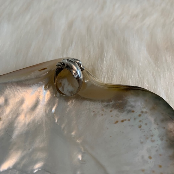 Vintage sterling silver double dolphin ring - Picture 6 of 9